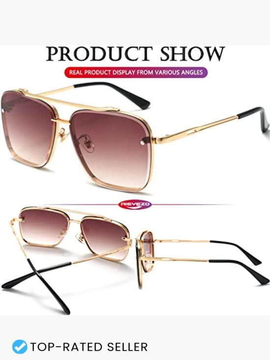 Oversized Square Sunglasses - Metal Frame Aviator Gradient Shades main image 3